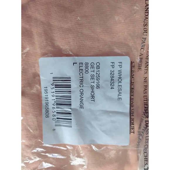Free People Orange Short Athletic Activewear 100% Cotton Size L - Picture 4 of 4